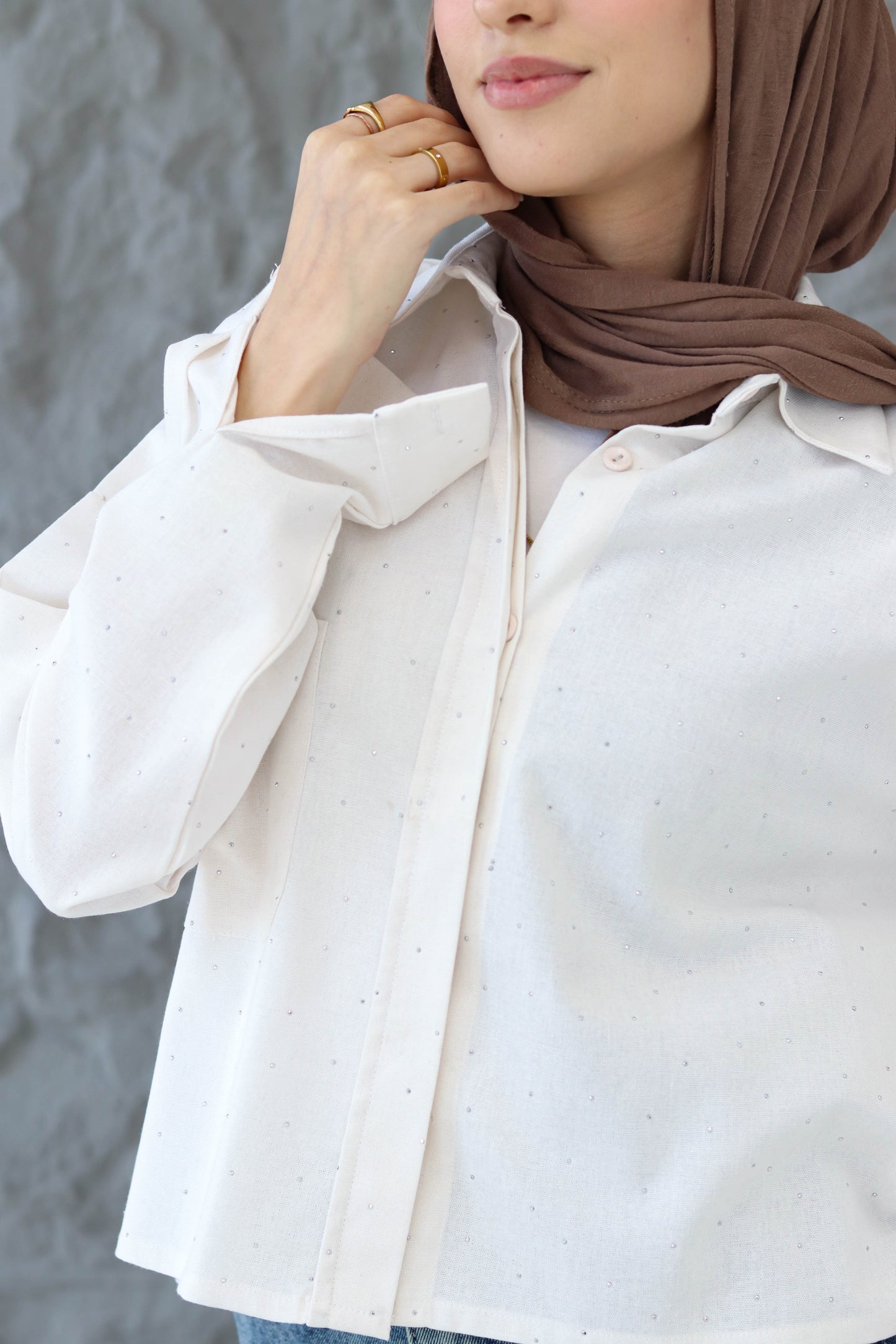 Creme Sparkle Crop Top