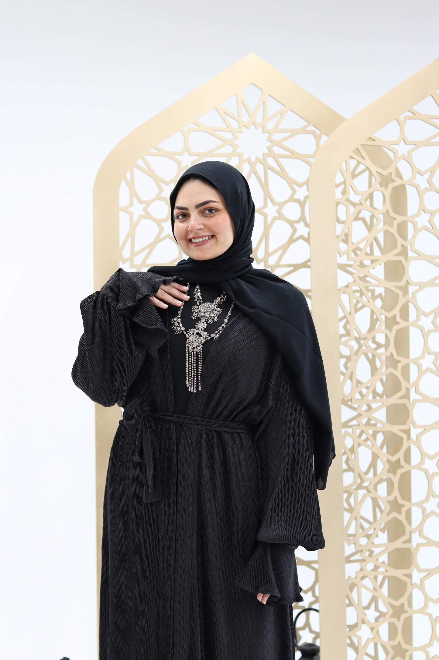 Black crinkled kimono