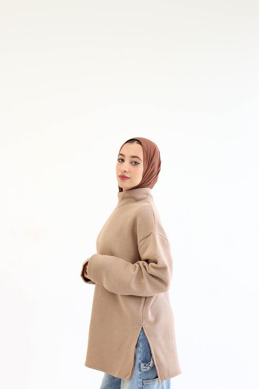 Beige high neck sweater
