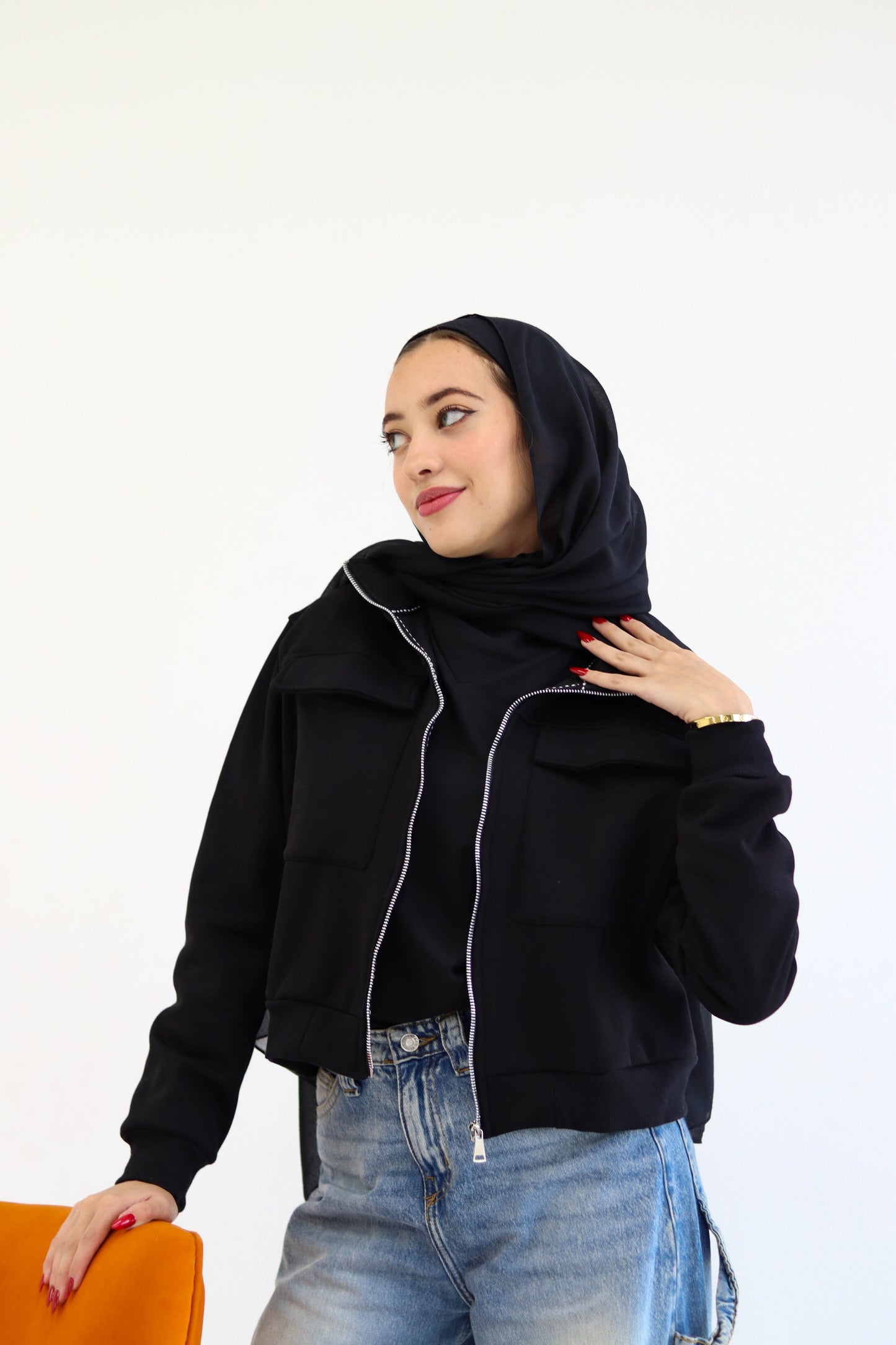 Black cropped jacket