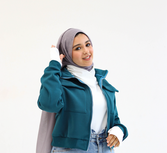 Petrol cropped jacket