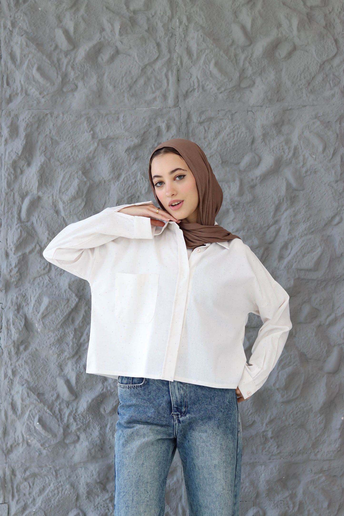 Creme Sparkle Crop Top