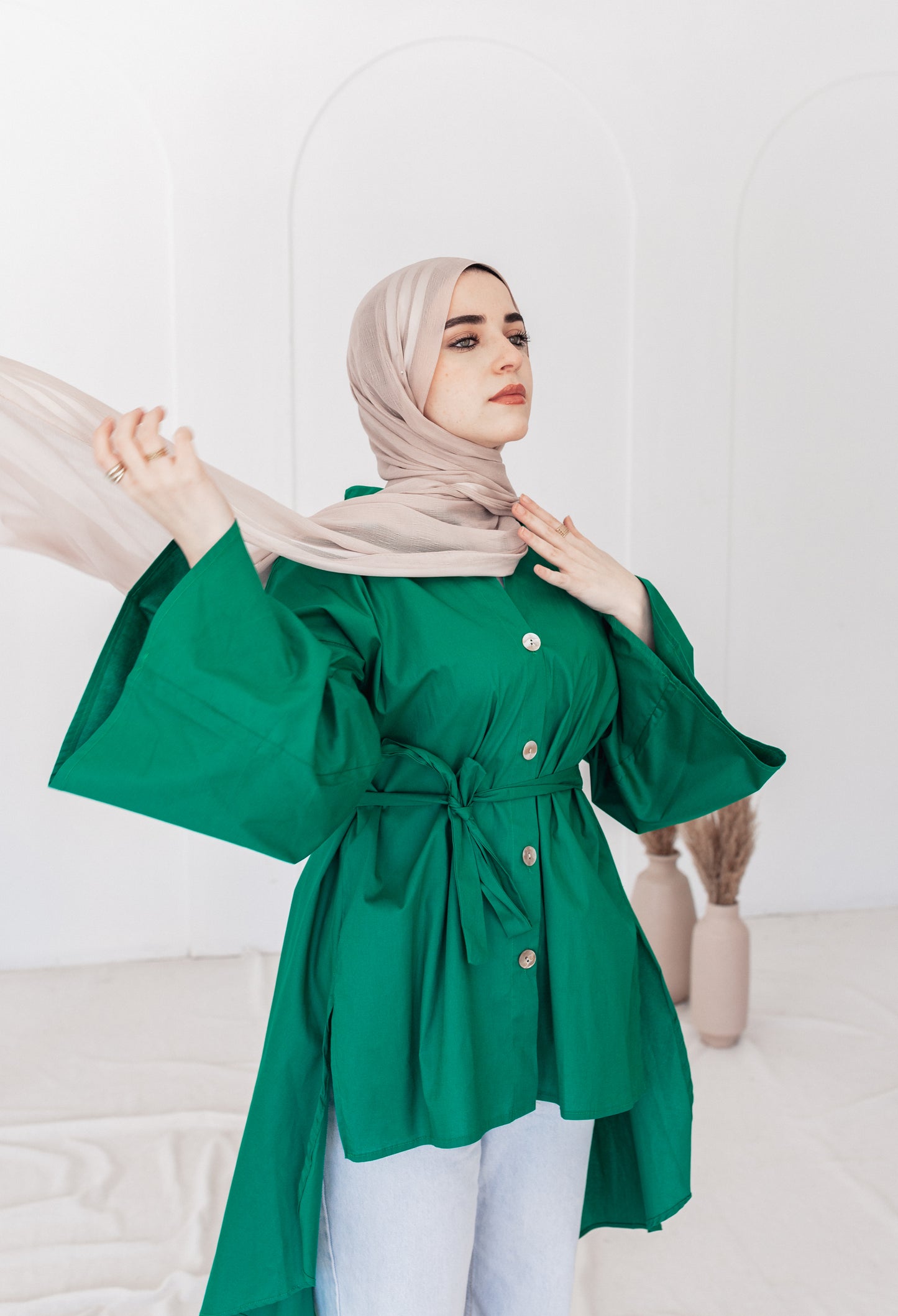 Green Poplin Blouse