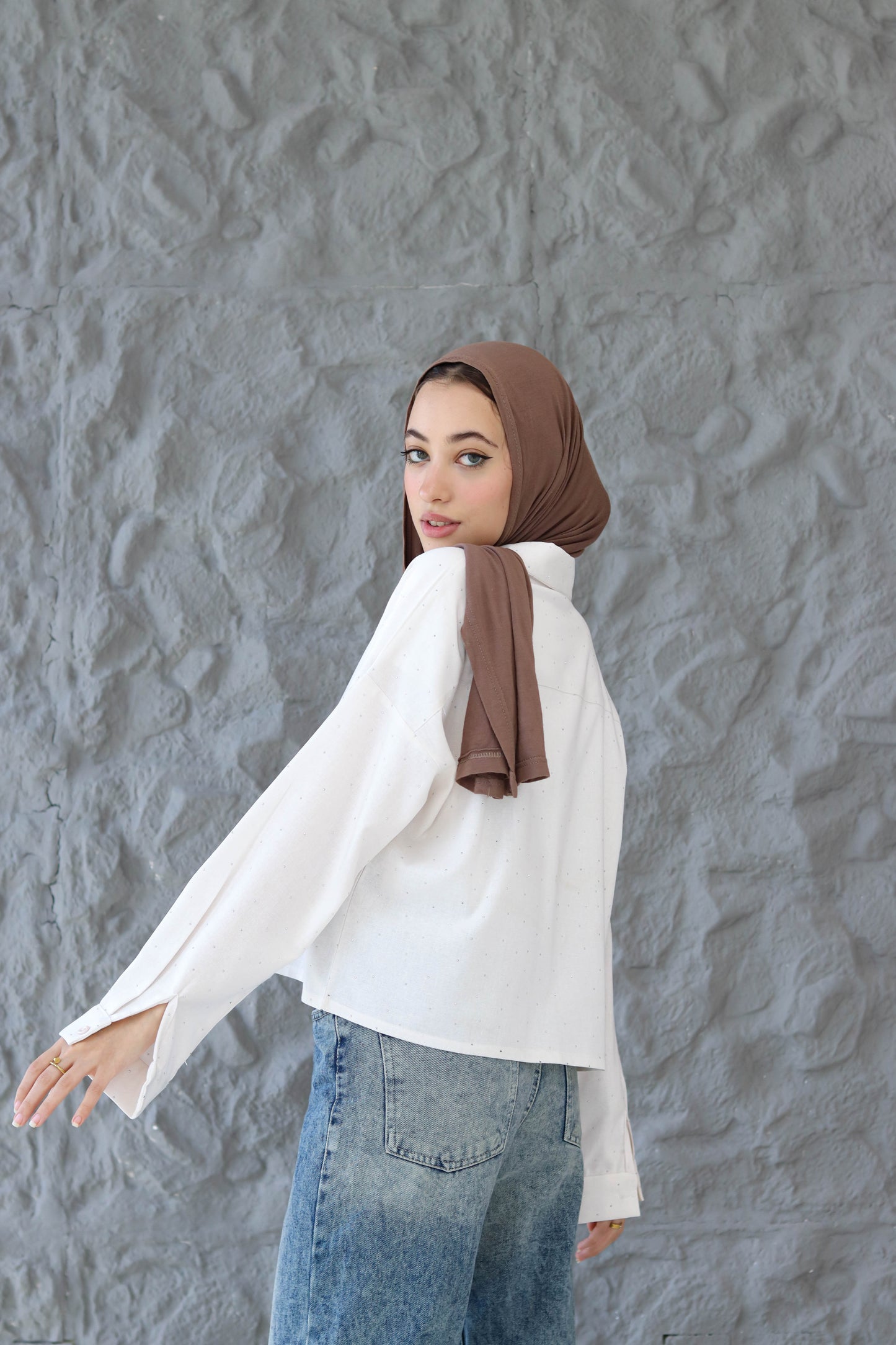 Creme Sparkle Crop Top