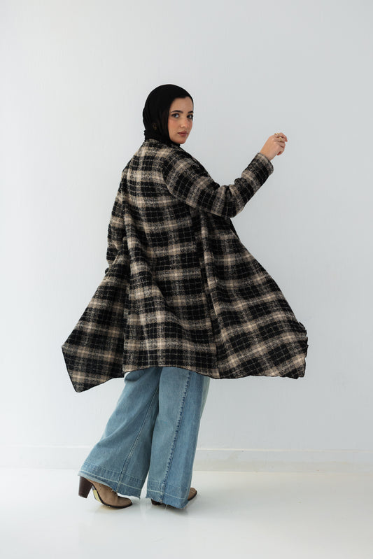 Grey Checkered Cardigan