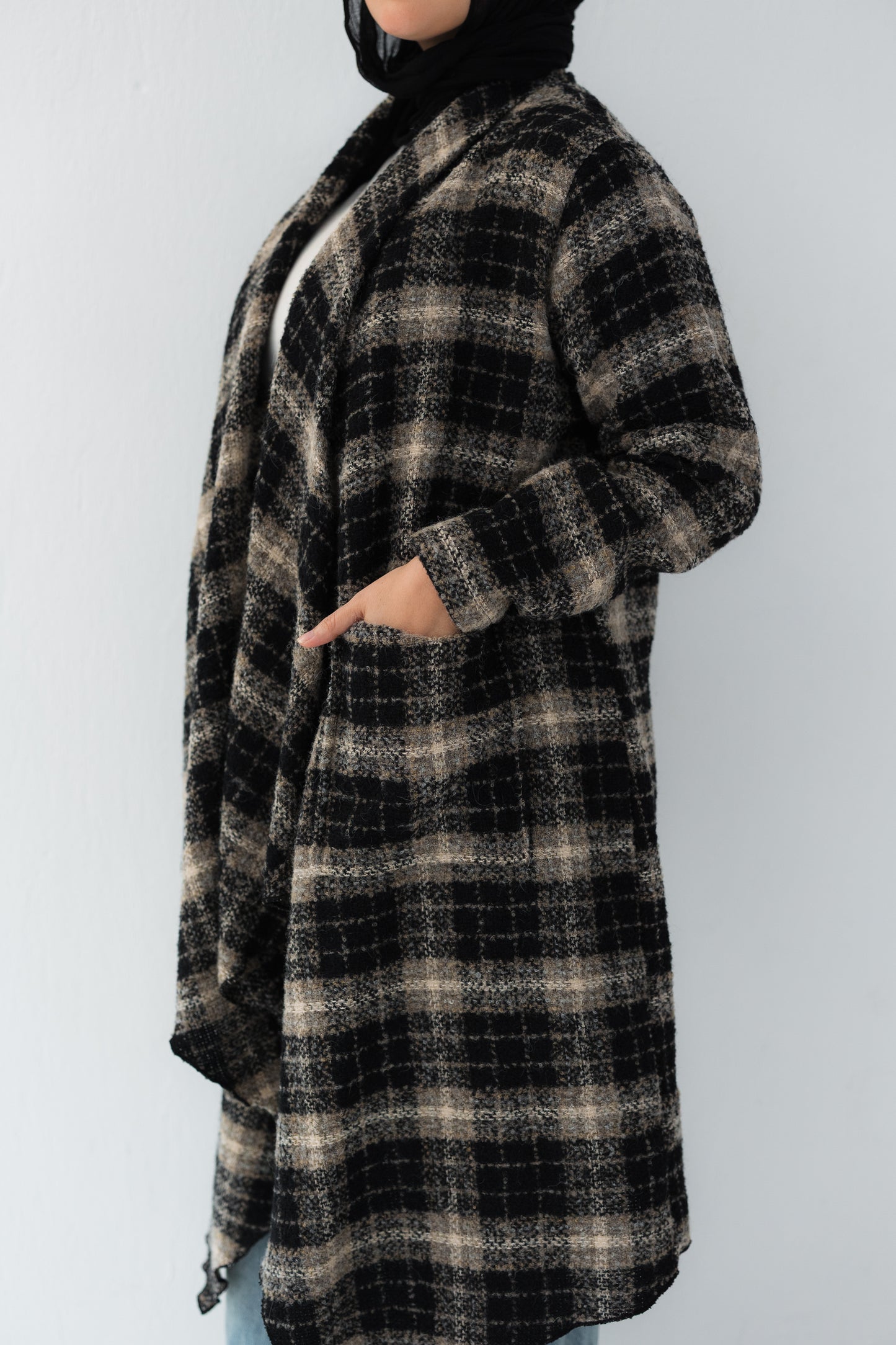 Grey Checkered Cardigan