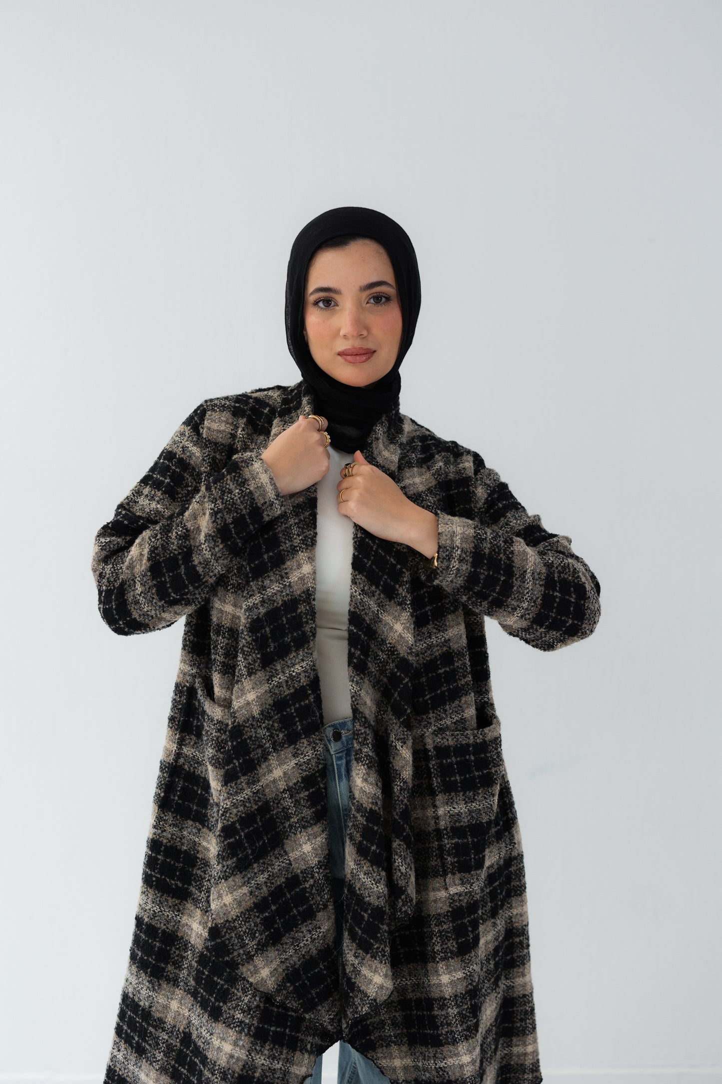 Grey Checkered Cardigan