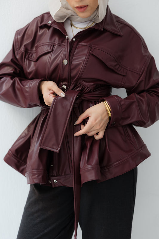 Maroon Leather Jacket
