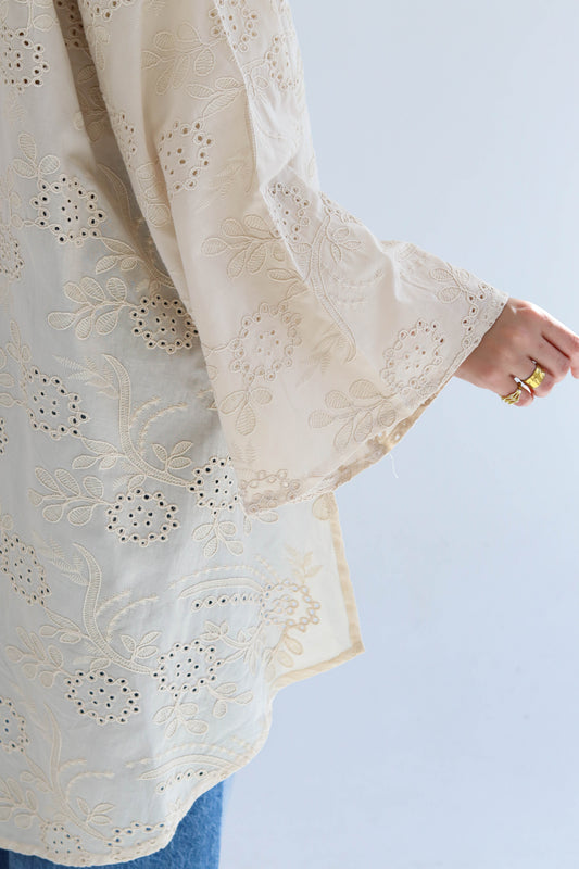 Beige Flowy Blouse