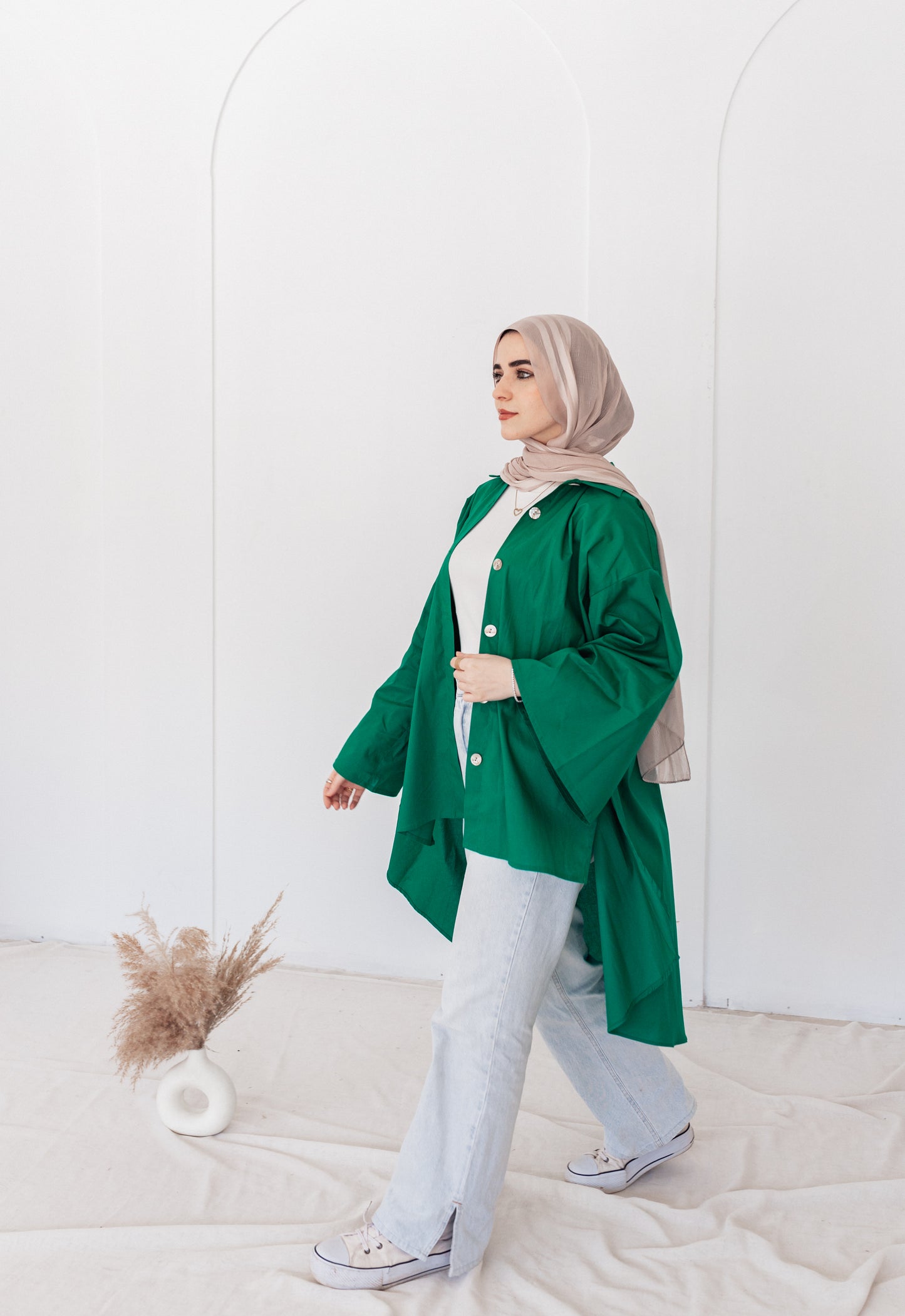 Green Poplin Blouse