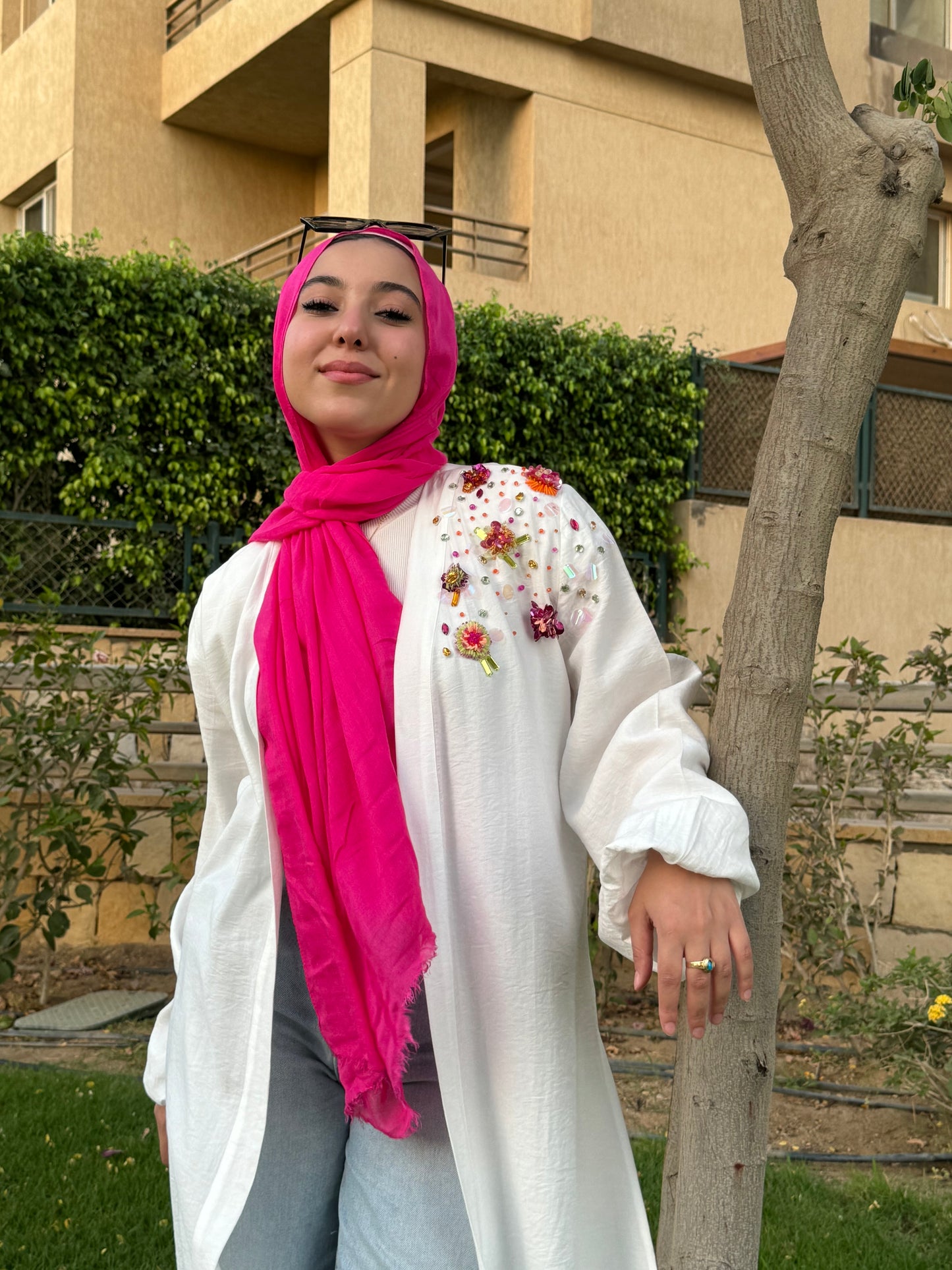 Embroidery White kimono