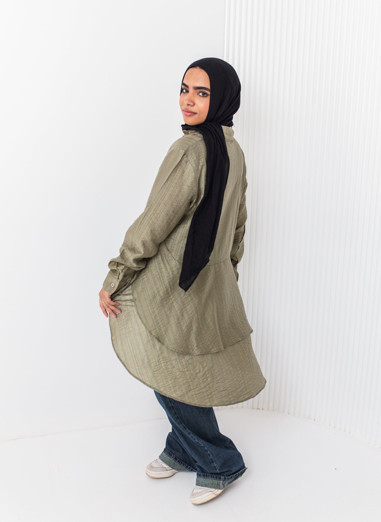 Olive Peplum Blouse