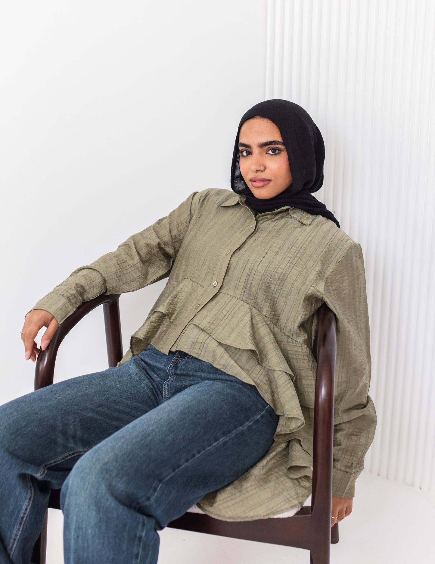 Olive Peplum Blouse