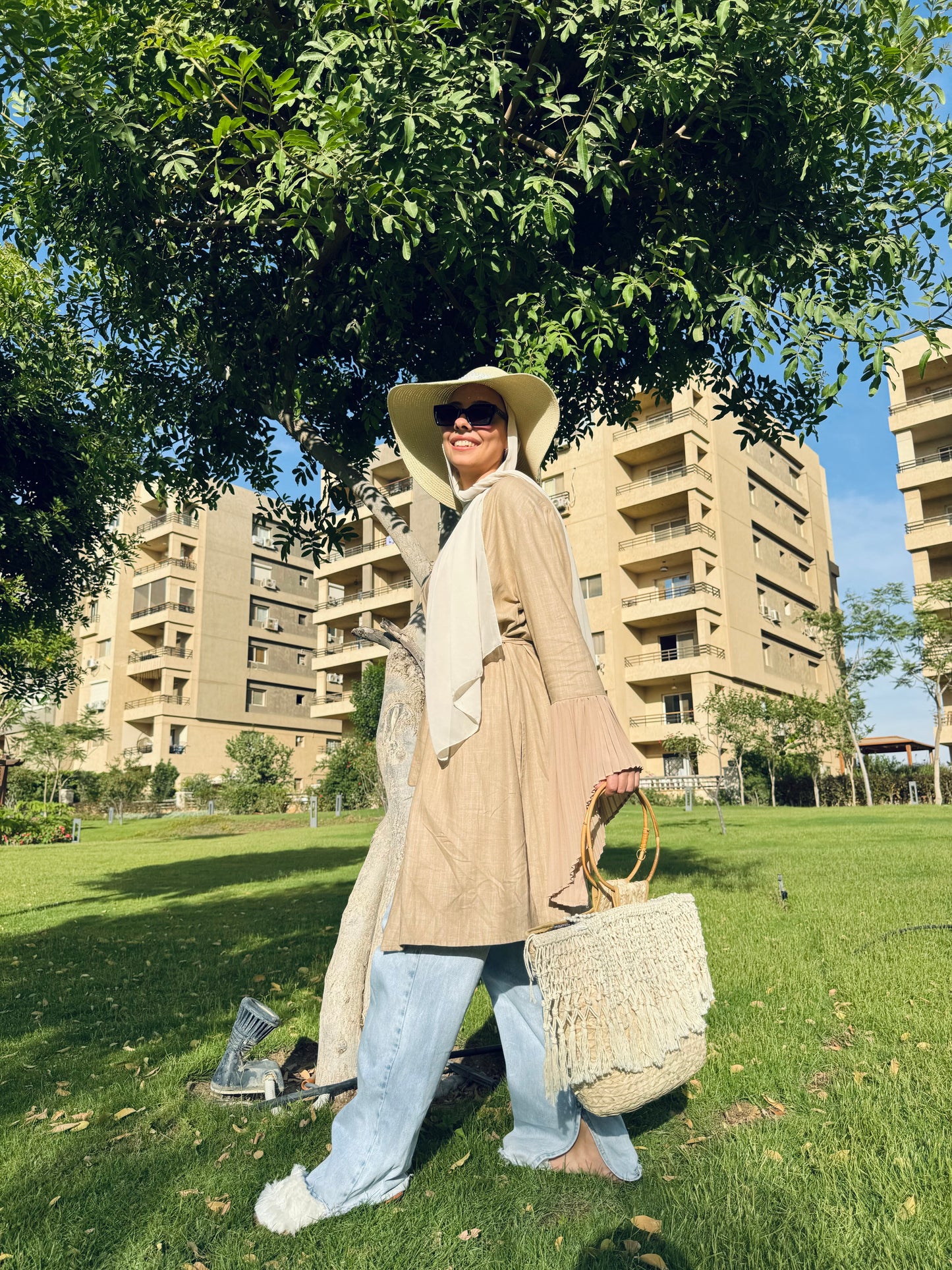 Pleated beige kimono