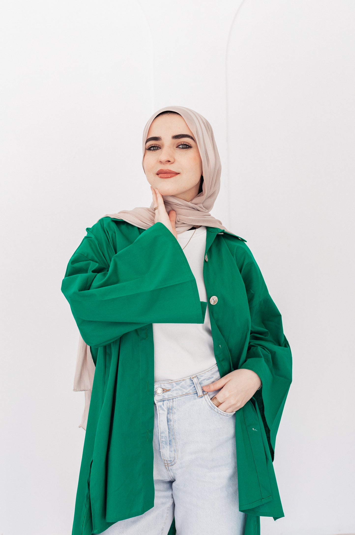 Green Poplin Blouse