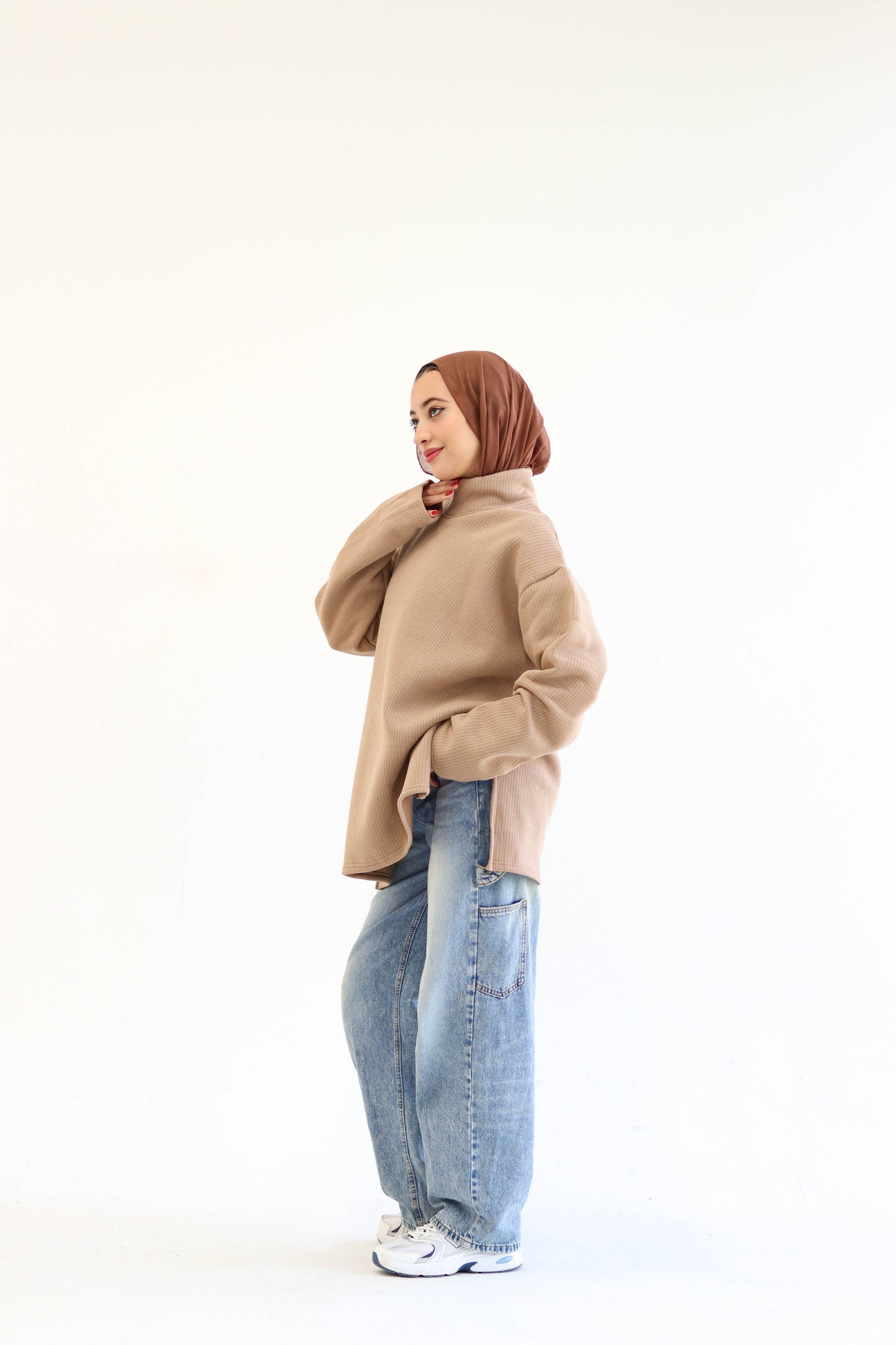 Beige high neck sweater