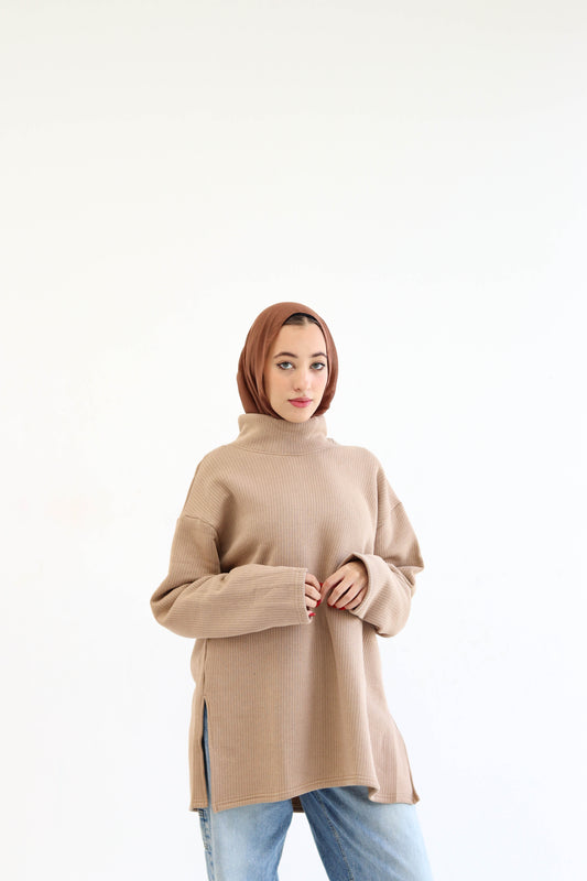 Beige high neck sweater