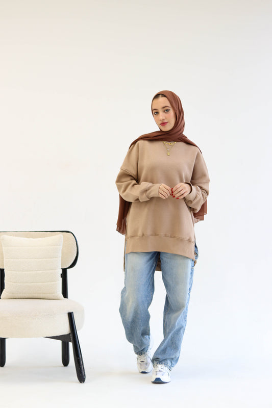 Beige hoodie sweater