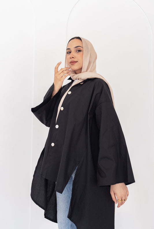 Black Poplin Blouse