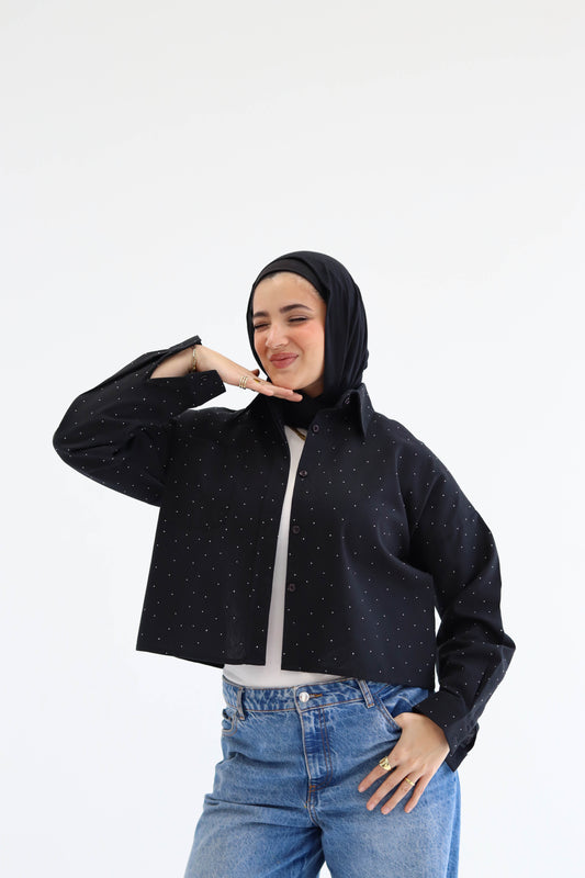 Black Sparkle Crop Top