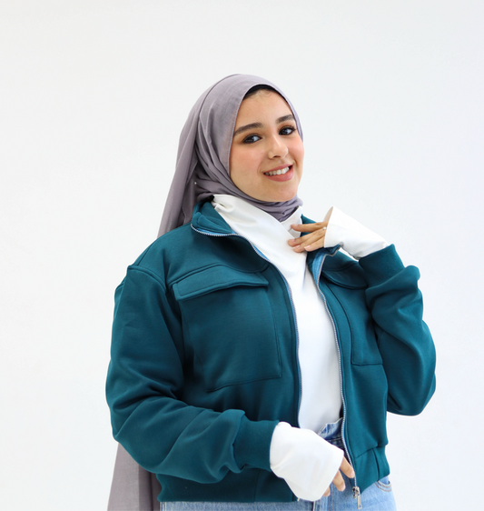 Petrol cropped jacket