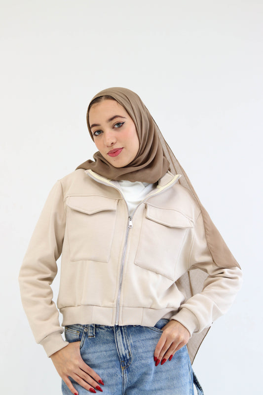 Beige cropped jacket
