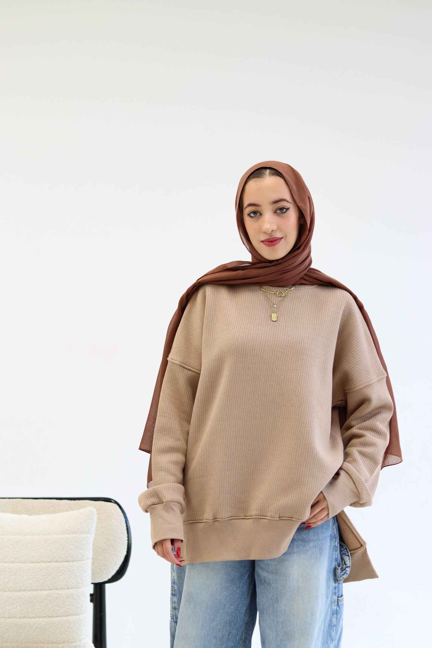 Beige hoodie sweater