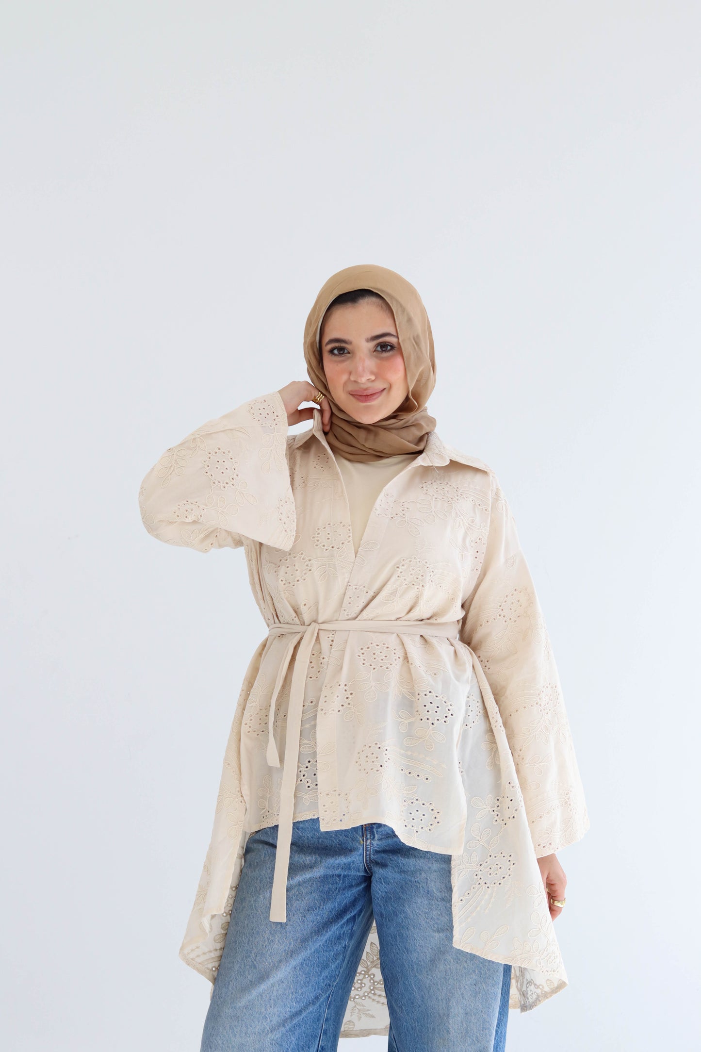 Beige Flowy Blouse