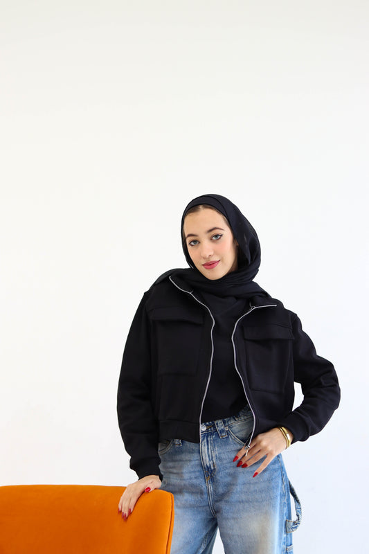 Black cropped jacket