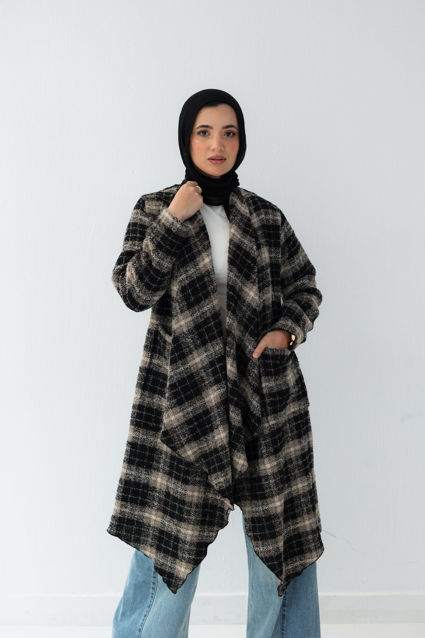 Grey Checkered Cardigan