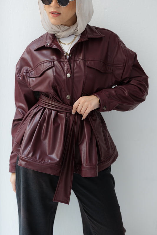 Maroon Leather Jacket