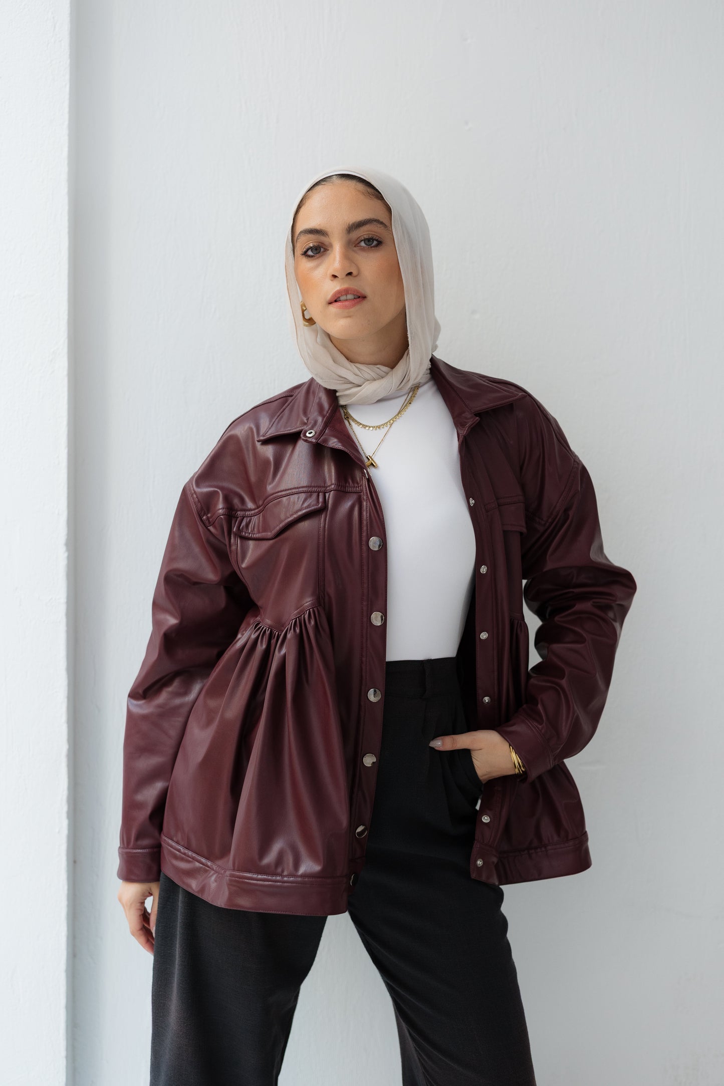 Maroon Leather Jacket