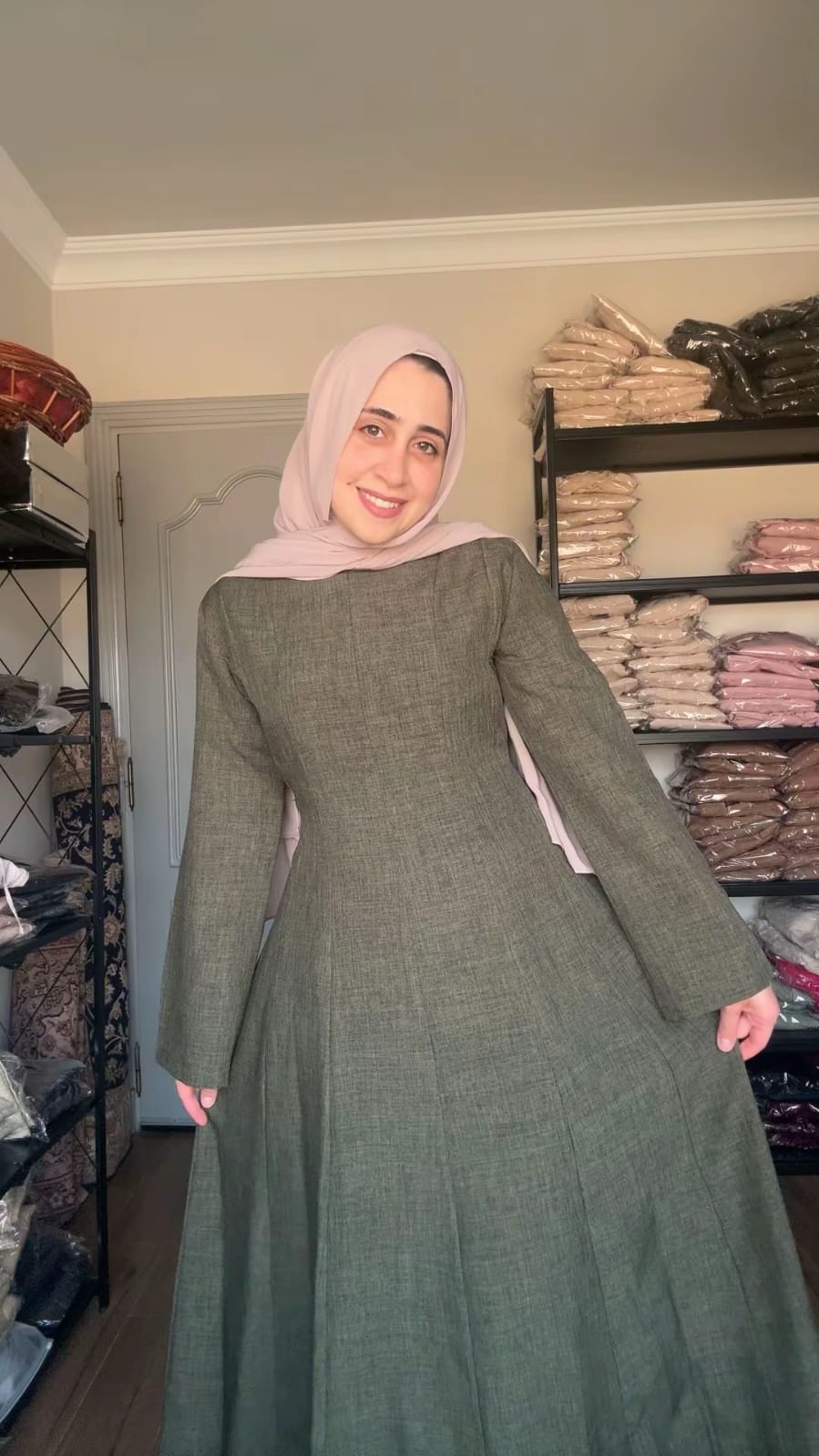 Bella Dress (Olive - Caramel - Beige)